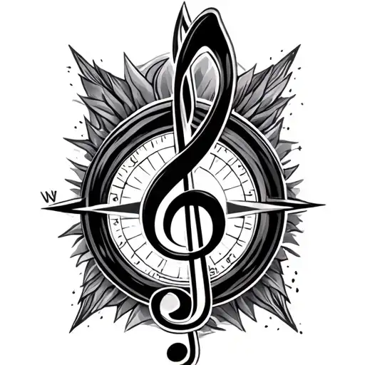Treble Clef With A Compass