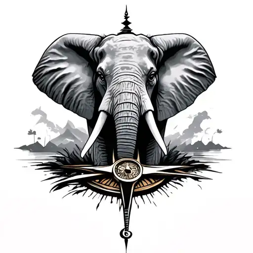 Elephant And Compass Surrounded