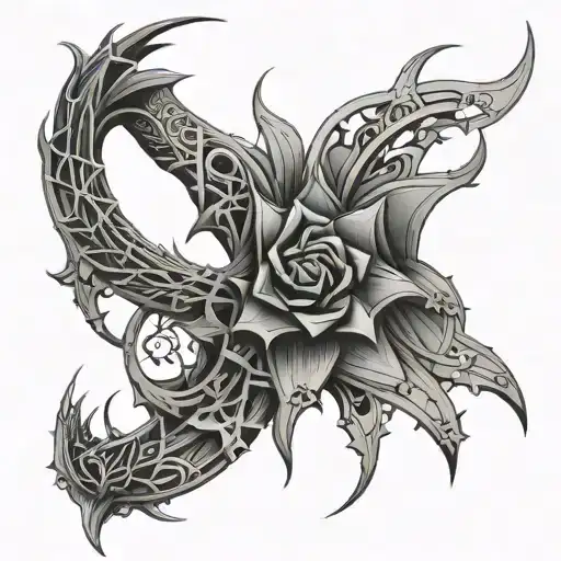 Tattoo On Neck Synthesis Style Sharp Lines And Patterns Gothic Style On Neck