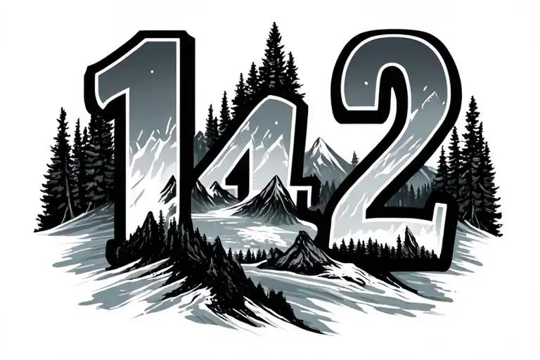 3D Number 142 With The Alaskan Wilderness Inside The Number