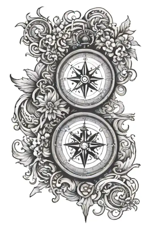 Compass And Catholic Symbol With Herculea And Scorpio