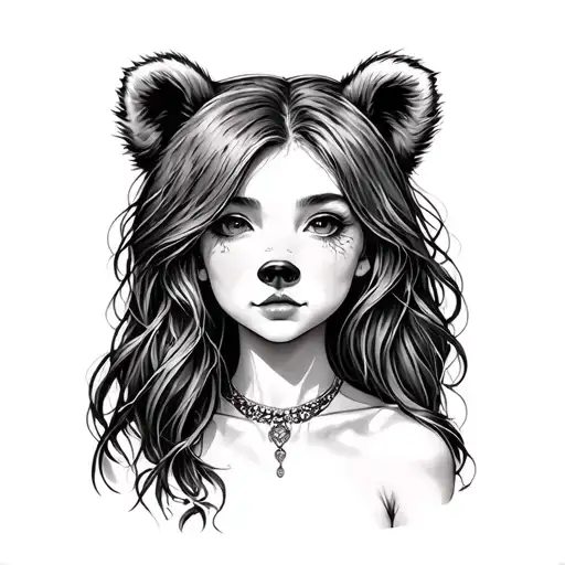 Girl With Bear Head
