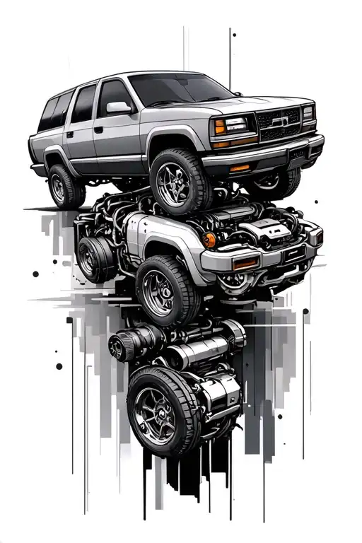 Various Elements Of Car Mechatronics Engineers With Geometric Elements