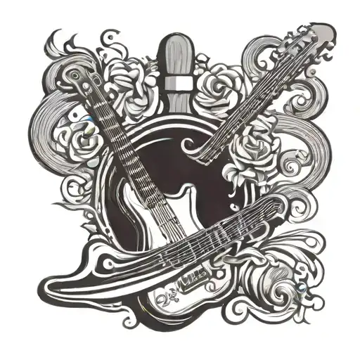 Bass Guitar Ukulele Chef's Knife Food Music Notes