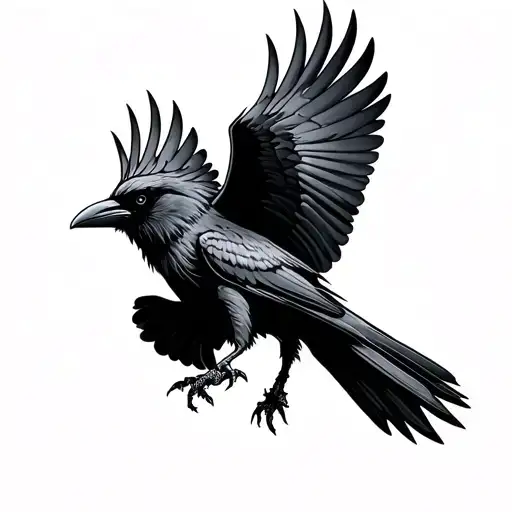 Flying Raven Side View