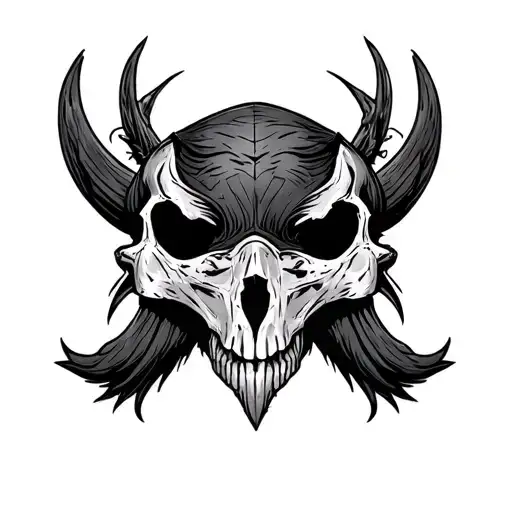 Raven Skull With Engraving Viking Runes