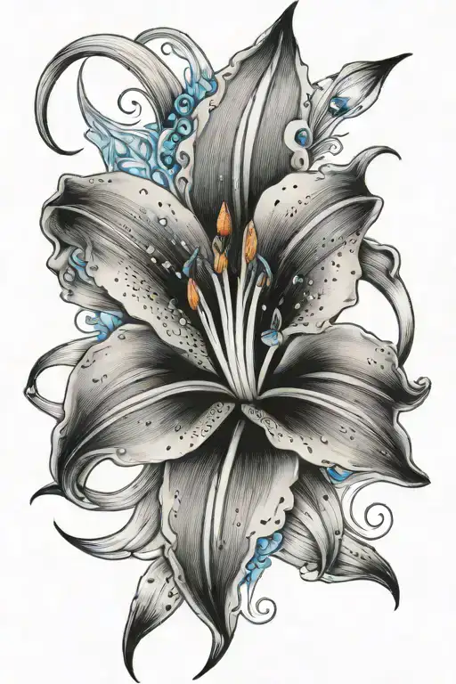Stargazer Lily With A Blue Topaz Gem In The Middle