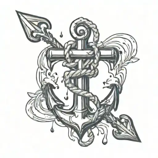 Anchor With Broken Heart Surrounded