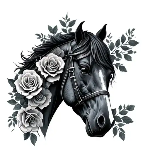Horse Head With Roses Growing