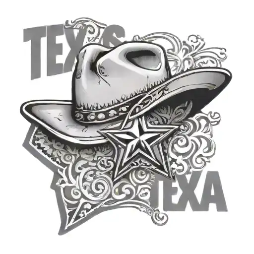 Texas With Atx Written In Stencil Writing With Cowboy Hat