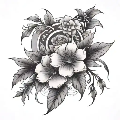 Simple Japanese Floral Sleeve Including Lavender