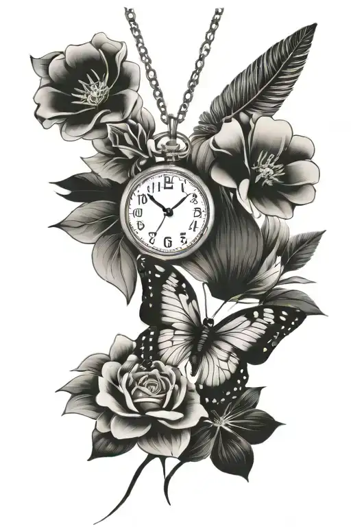 Time Life Butterfly Flowers Feather Necklace