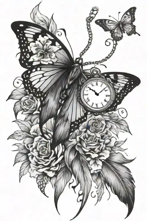 Time Life Butterfly Flowers Feather Necklace