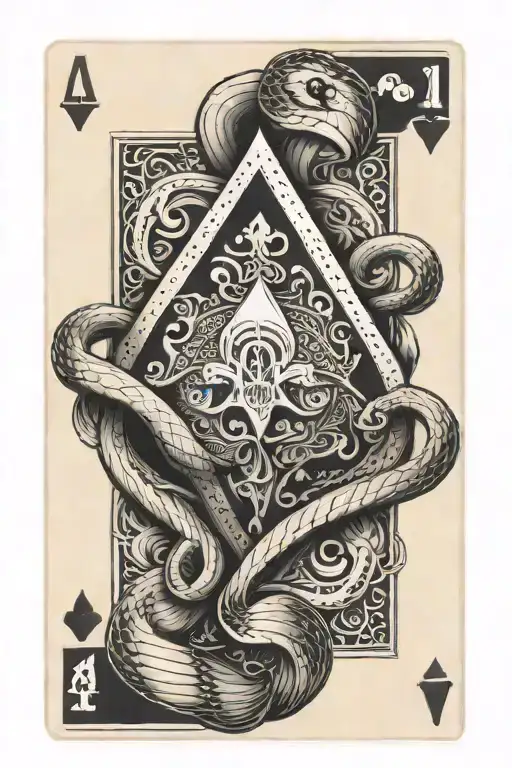 Basic Ace Of Spades Playing Card With A Snake Wrapped Around The Card Biting Into The Spade