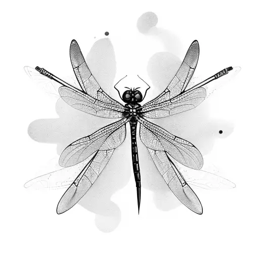 A Beautiful Black And Grey Tattoo Of A Dragonfly Resting On A Pistol