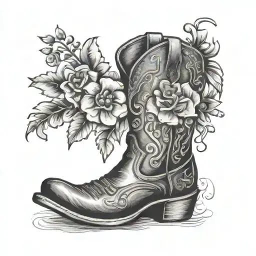Old Cowboy Boot Flower Stitching