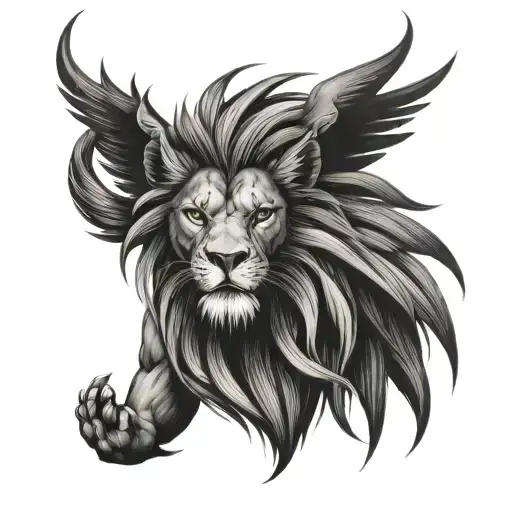 Lion With Dreads And Phoenix Rising