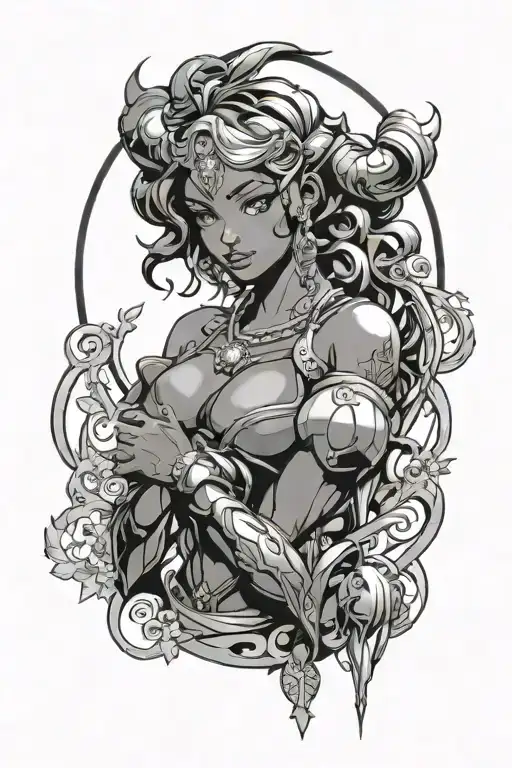 Sexy Black Aries Anime Woman Gaming