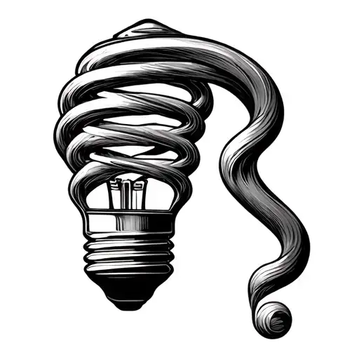 Line Work Lightbulb With The Coil Made With Hidden Semicolon
