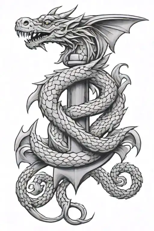Feminine Anchor And Dragon