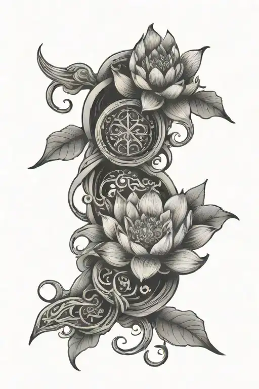Lotus Spine Tattoo Featuring Gemini Dragon Mother Symbol