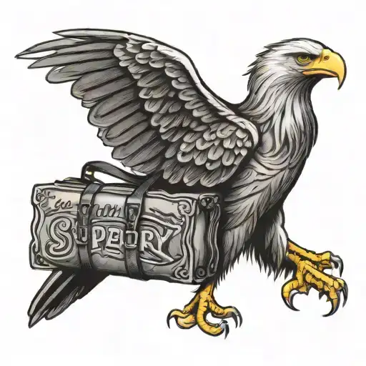An Eagle With A Bag Of Money With Superdry Written On It