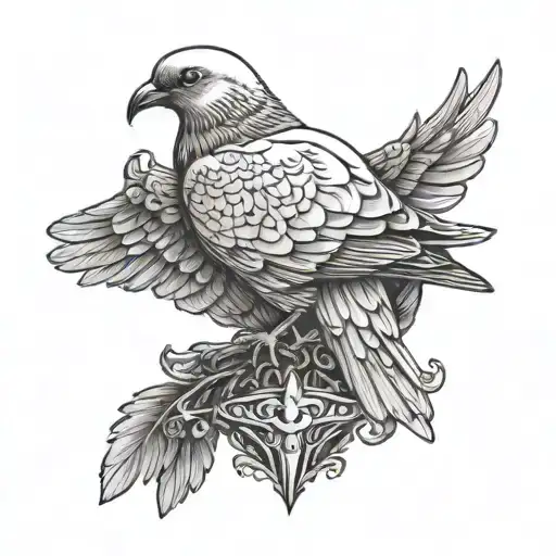Dove With Mirrored Raven Perched