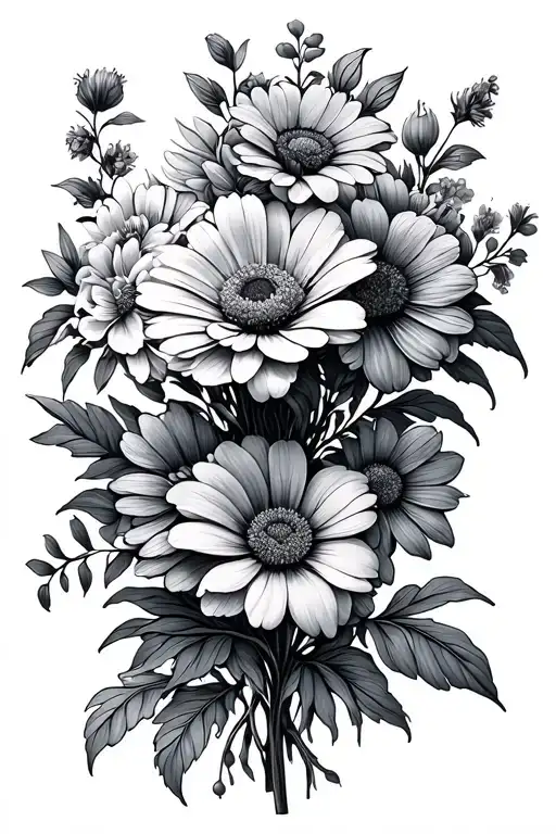 Fine Line Birth Flower Bouquet