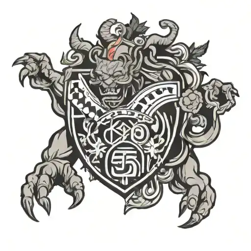 Incorporate The Bayer 04 Leverkusen Mascot In A Tattoo Design With A Black-grey Color Palette