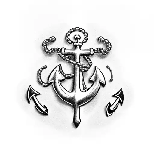 Navy Anchor With Rosary Beads