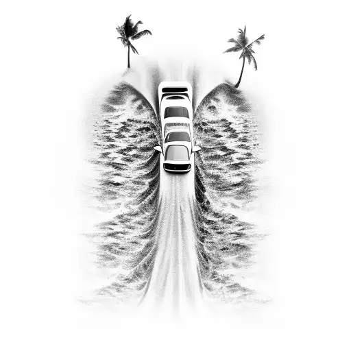 A Sleek Sports Car Driving Through A Wave-shaped Road