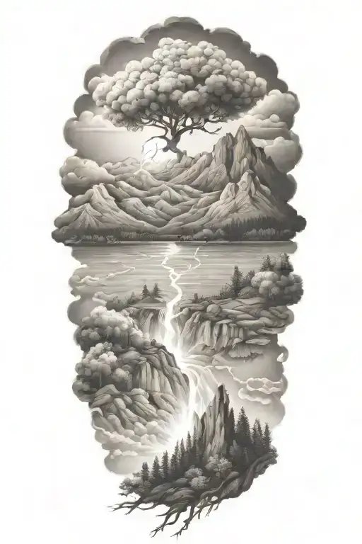 Mountains Trees Lakes Forget Me Nots Storm Lightning