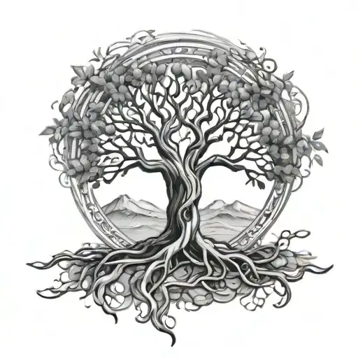 Tree Of Life With The Creation Of Adam Hands