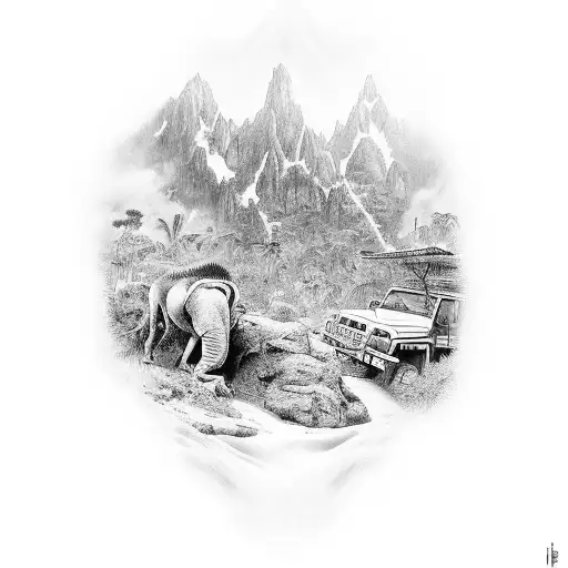 Arm Sleve If A Jungle With 4X4 Going Up Mountain