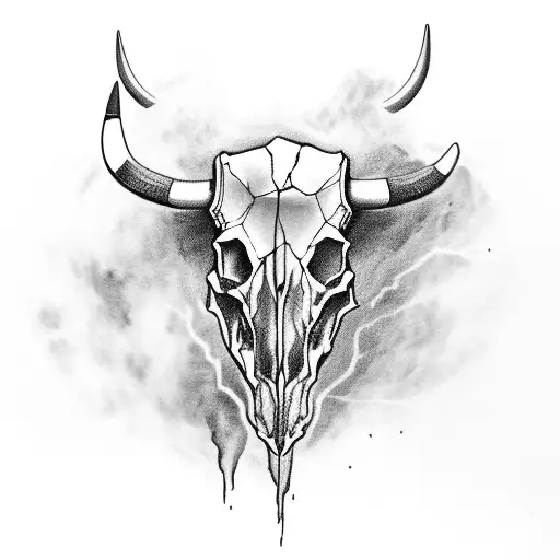 Bull Skull With Thunder