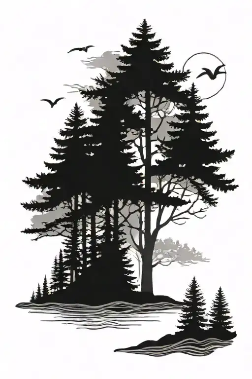 Forest With Nordic Imagery