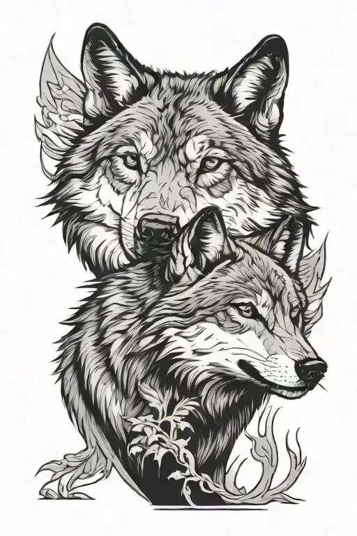 Wolf Shadow Standing Over Child