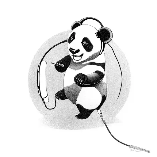 A Panda Dj Wearing Headphones And Holding An Electronic Cigarette