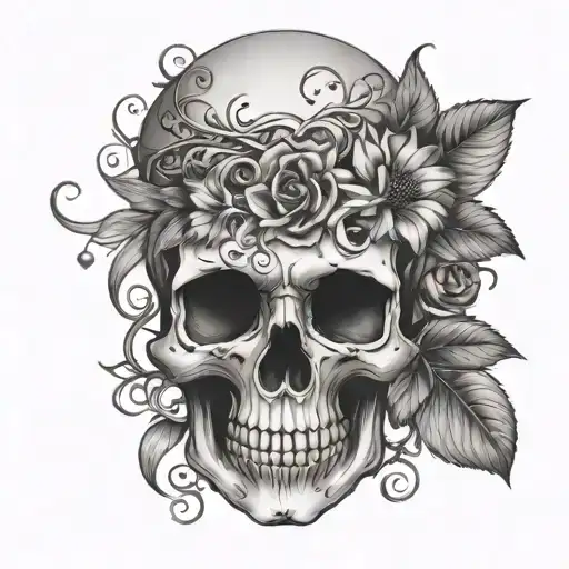 Skull With Flower And Vines Through The Eye