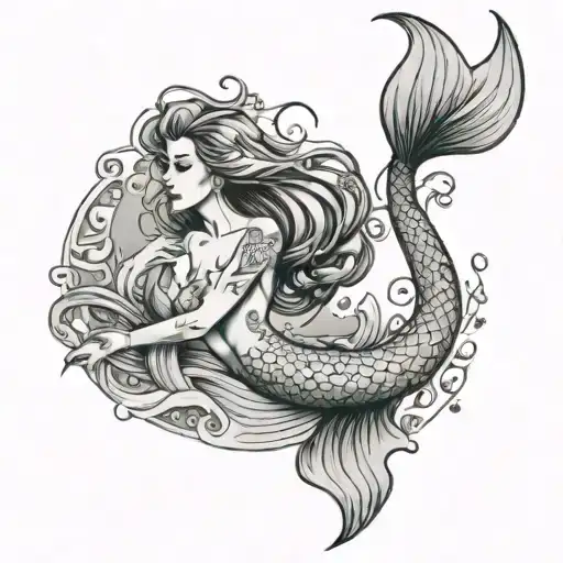 Topless Mermaid Swimming