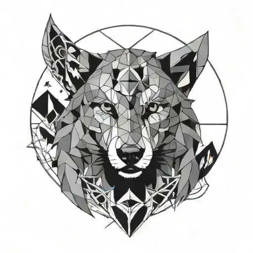 A Geometric Design Incorporating Elements Of A Wolf And Owl