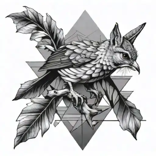 A Realistic Depiction Of A Pulecera Perched On A Geometric Tree Branch