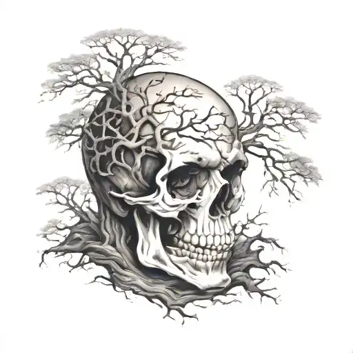Skull With Full Creepy Tree