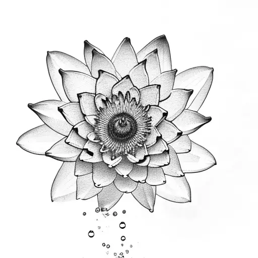 An Intricate Black-grey Tattoo Of Intertwining Water Lilies And Daffodils