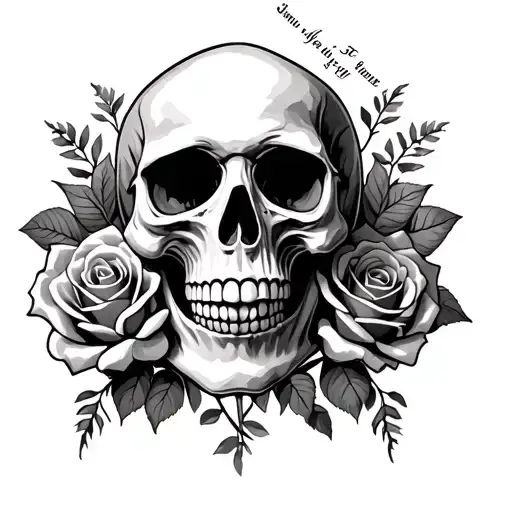 Skull And Roses With Quote