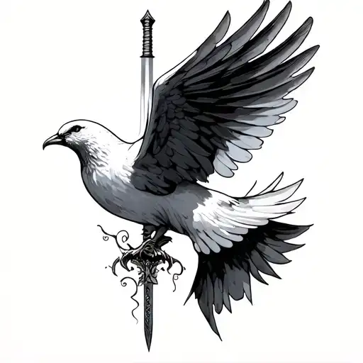 Sword Piercing Through A Dove