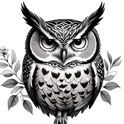 Owl With November Birth Flowers