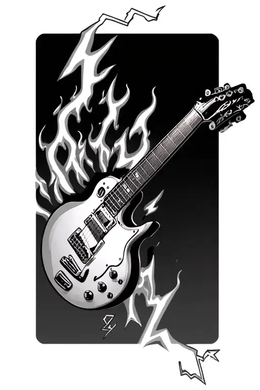 Guitar On Fire With Lightning Bolts Piercing