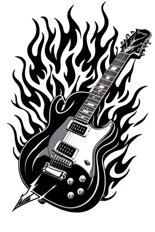 Guitar On Fire With Lightning Bolts Piercing