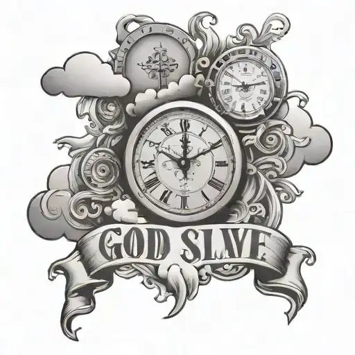 Cloud Clock Text God Slave